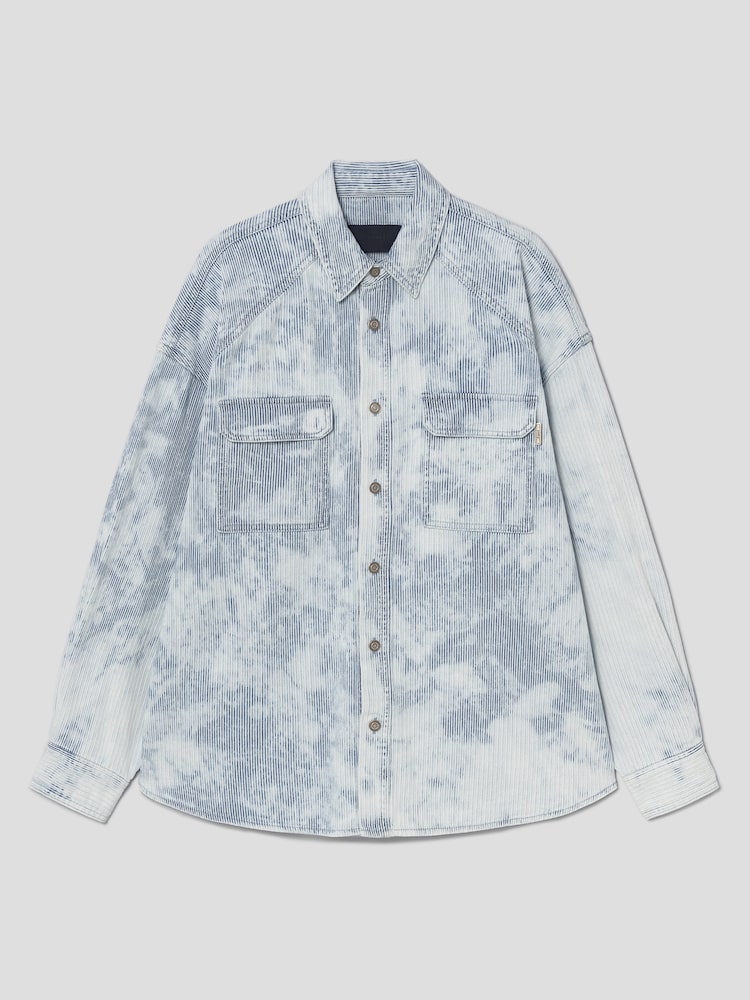RUNWAY BRIDGE WASHED STRIPE SHIRT BLUE