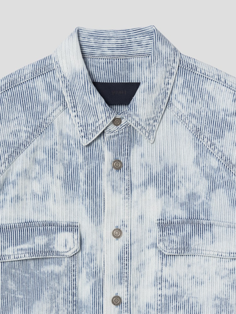 RUNWAY BRIDGE WASHED STRIPE SHIRT BLUE