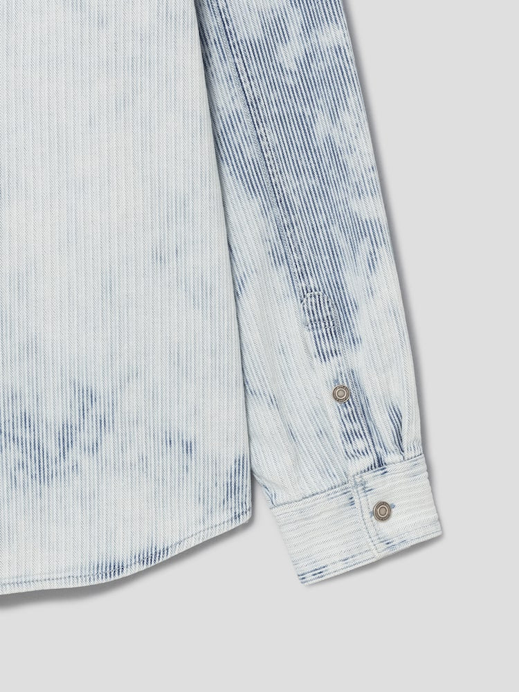 RUNWAY BRIDGE WASHED STRIPE SHIRT BLUE