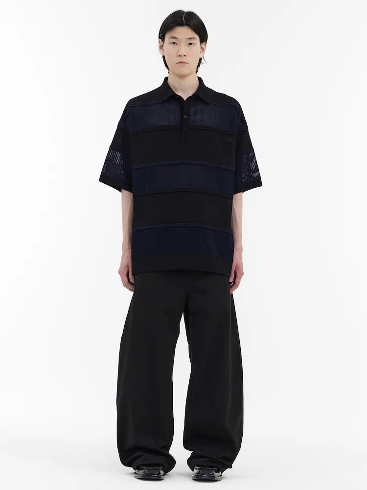 RUNWAY BRIDGE POLO RAYADO MANGA CORTA NEGRO-AZUL MARINO NEGRO