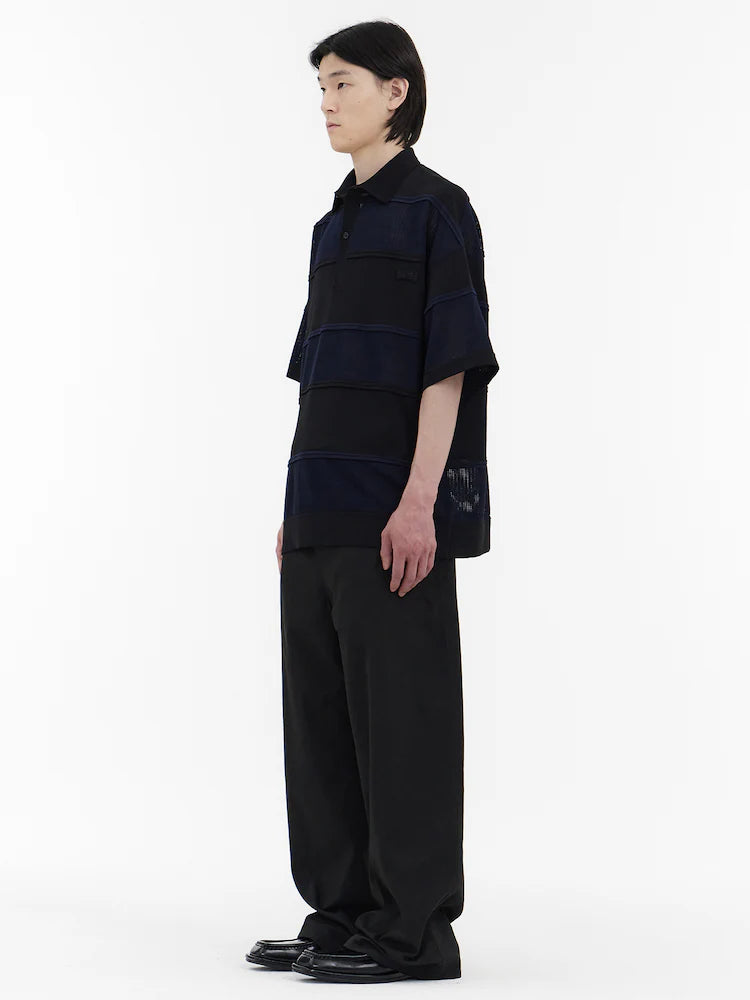 RUNWAY BRIDGE POLO RAYADO MANGA CORTA NEGRO-AZUL MARINO NEGRO
