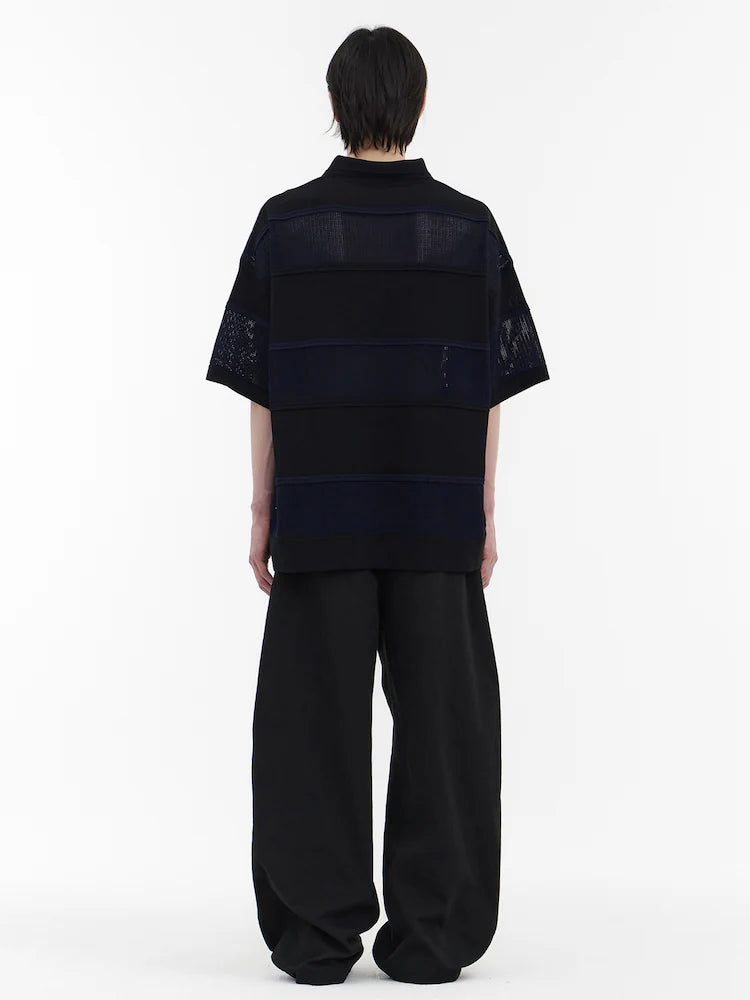 RUNWAY BRIDGE POLO RAYADO MANGA CORTA NEGRO-AZUL MARINO NEGRO