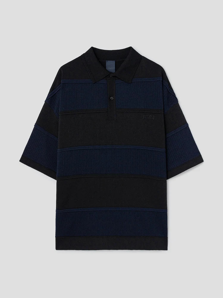 RUNWAY BRIDGE POLO RAYADO MANGA CORTA NEGRO-AZUL MARINO NEGRO