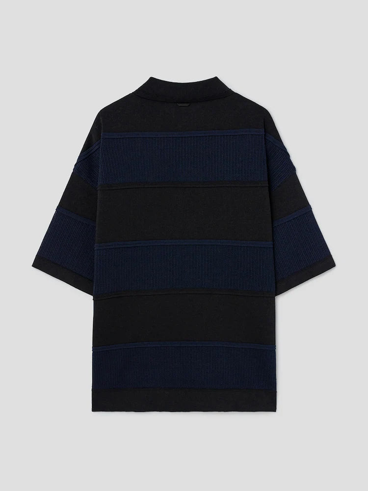 RUNWAY BRIDGE POLO RAYADO MANGA CORTA NEGRO-AZUL MARINO NEGRO