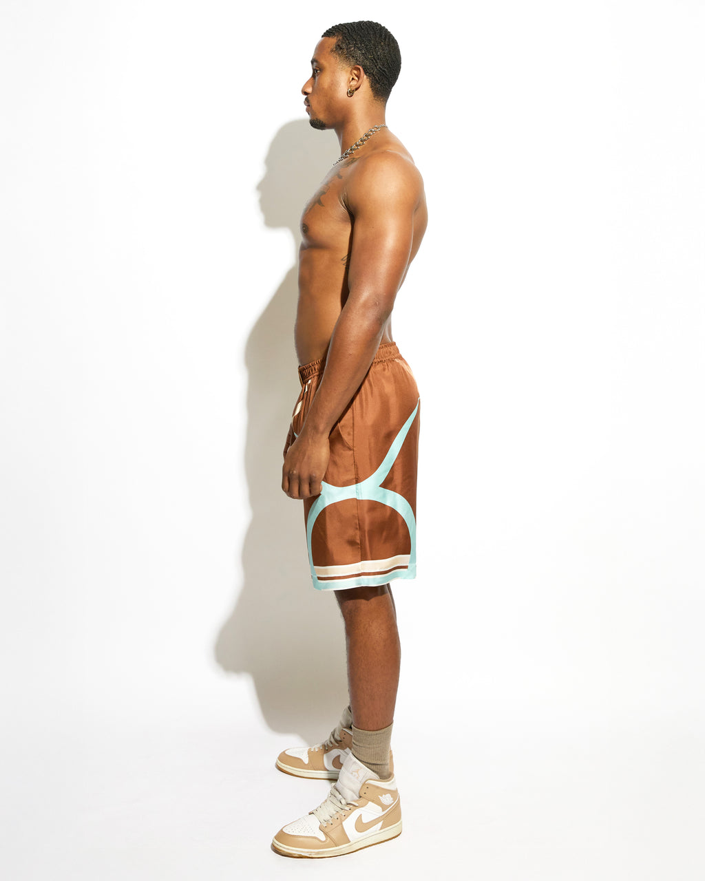 LOGO BULL SILK SHORTS BRONZE