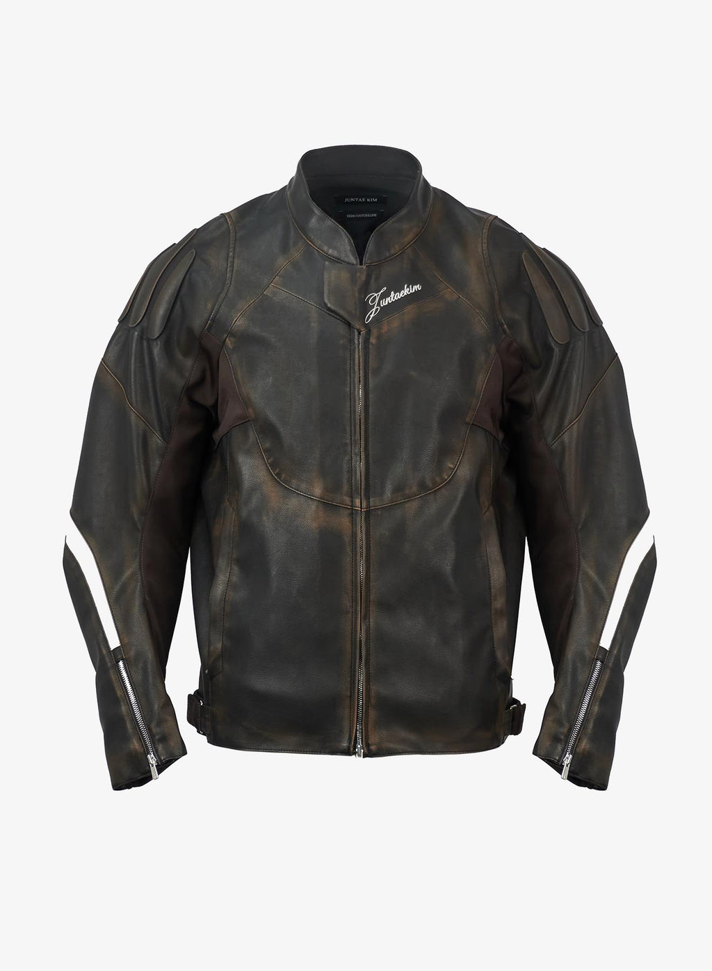 EMBOSSED MOTORCYCLE JACKET BROWN