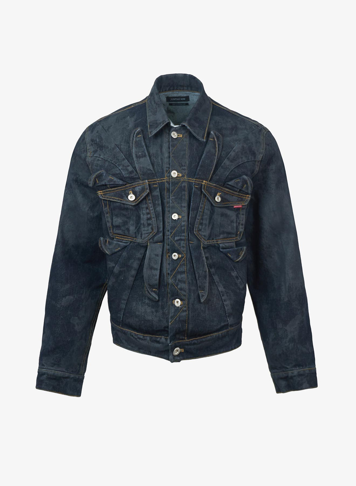 GATHERED DENIM JACKET	DIRTY BLACK