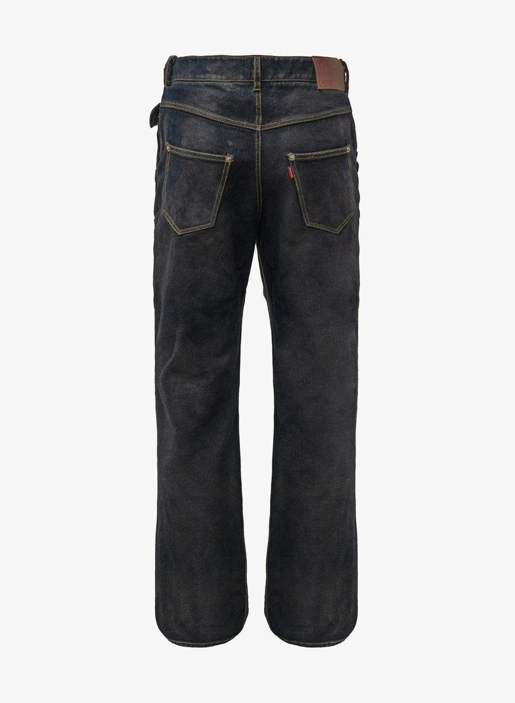 GATHERED DENIM TROUSERS DIRTY BLACK