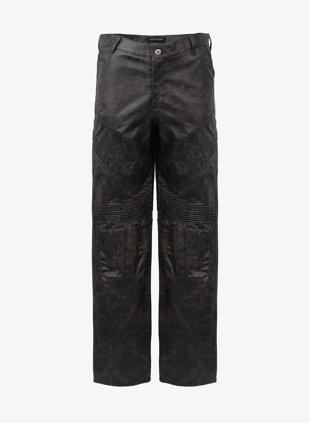 EMBOSSED LEATHER BIKER PANTS BLACK