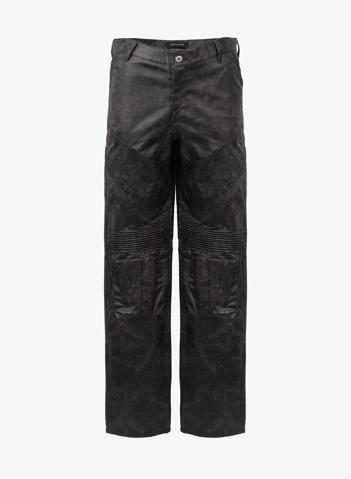EMBOSSED LEATHER BIKER PANTS BLACK
