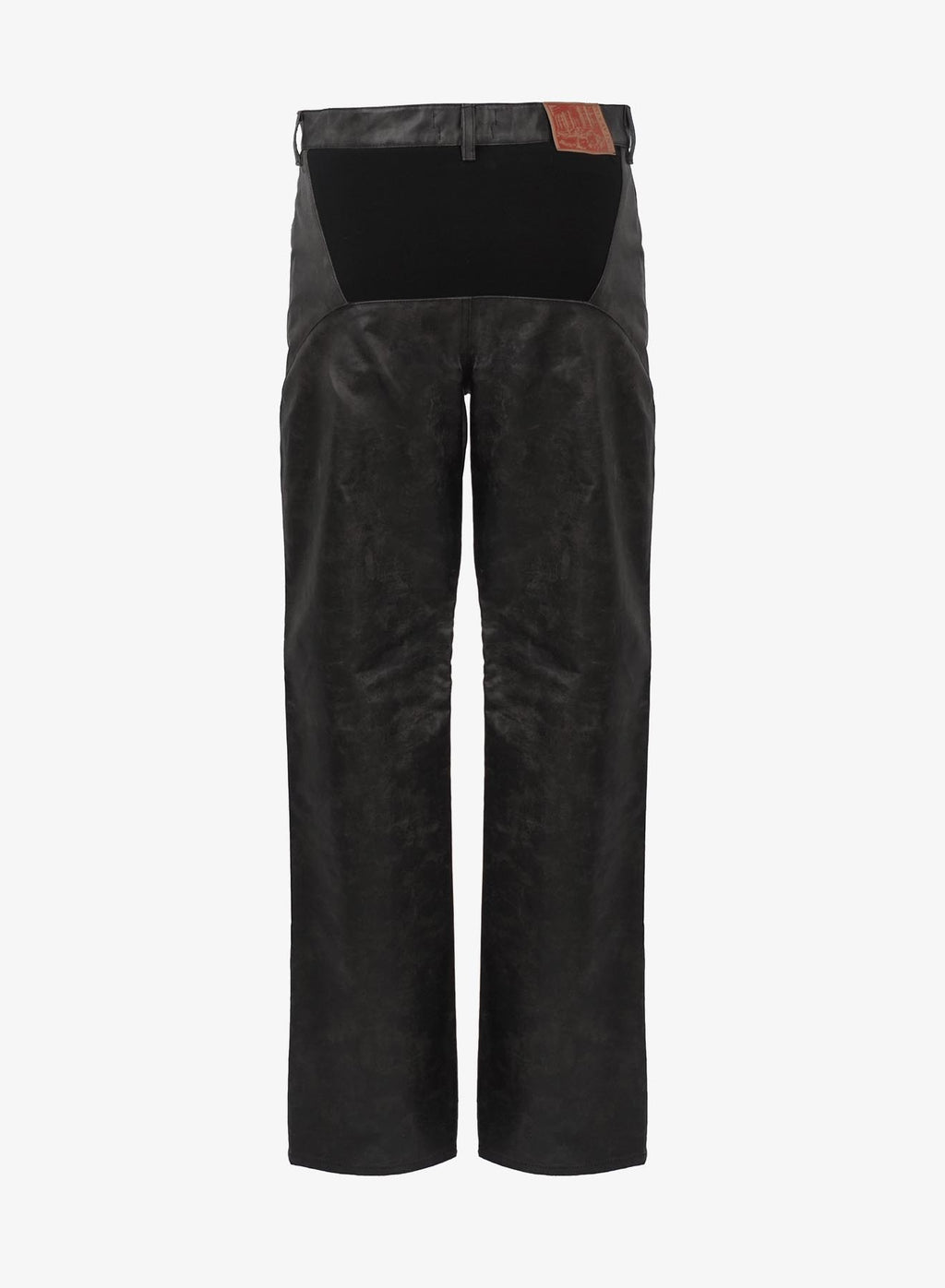 EMBOSSED LEATHER BIKER PANTS BLACK