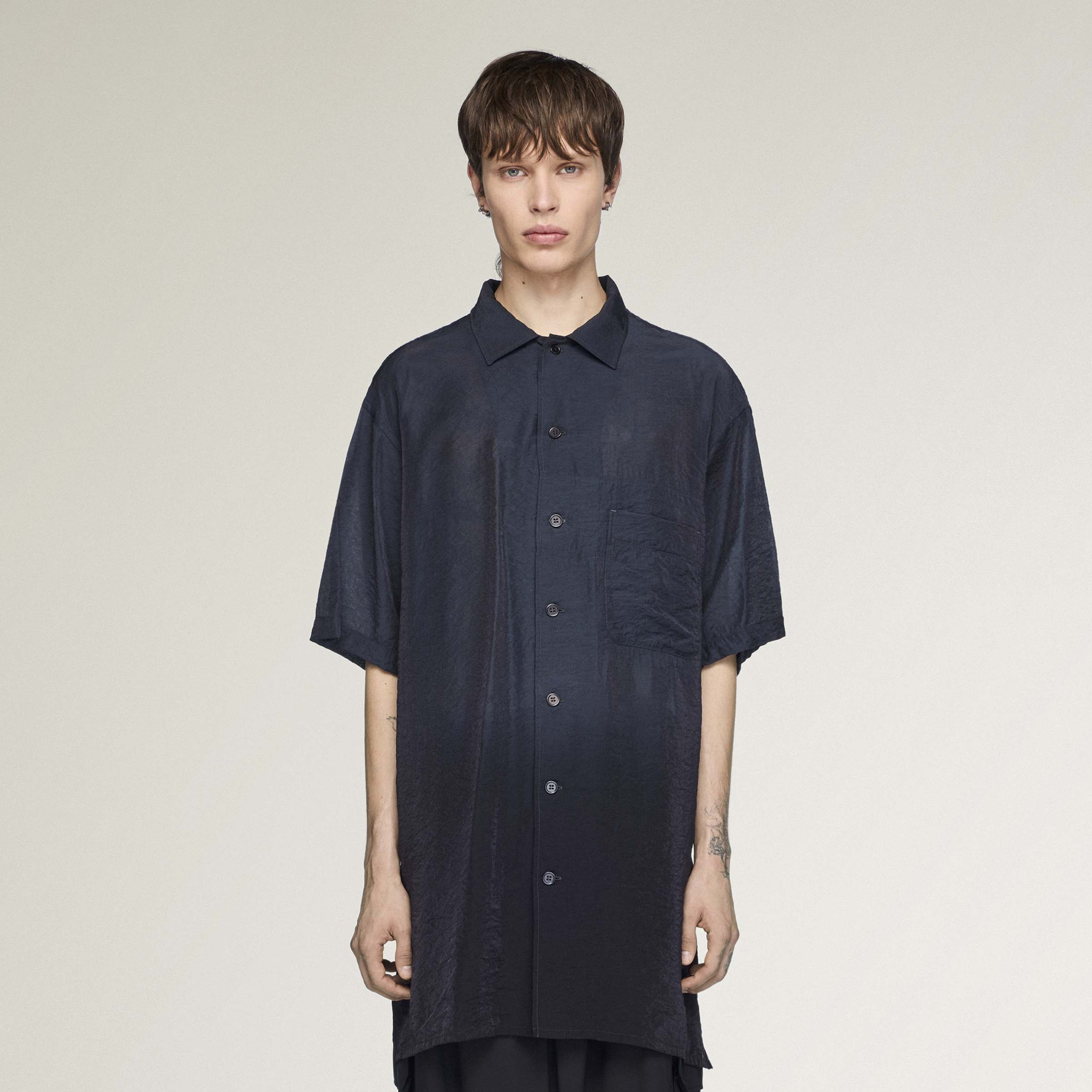 DDLONG SHIRT SS BLACK/NTGREY