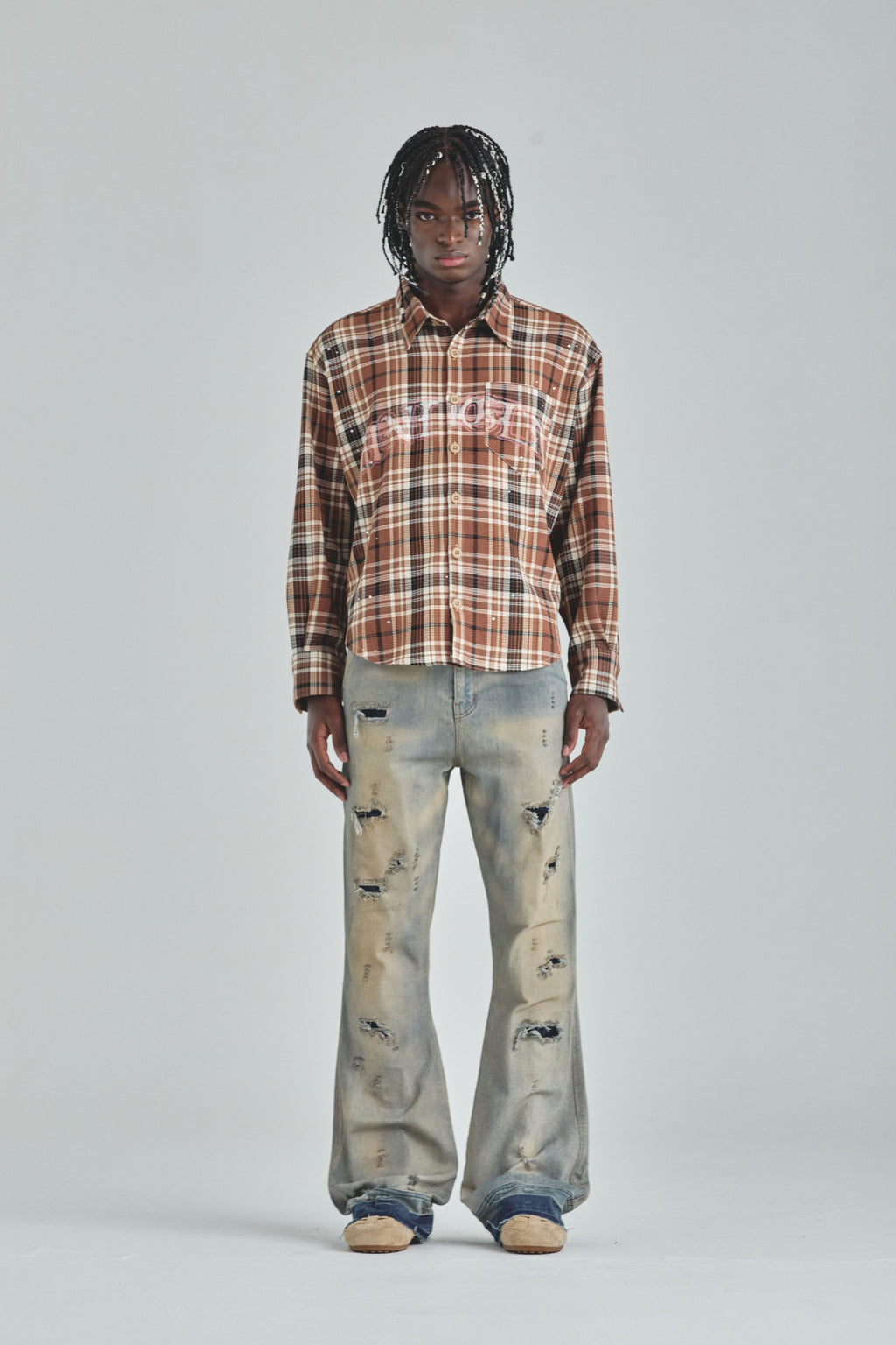 Act 1 Faith Flannel Shirt Plaid Brown