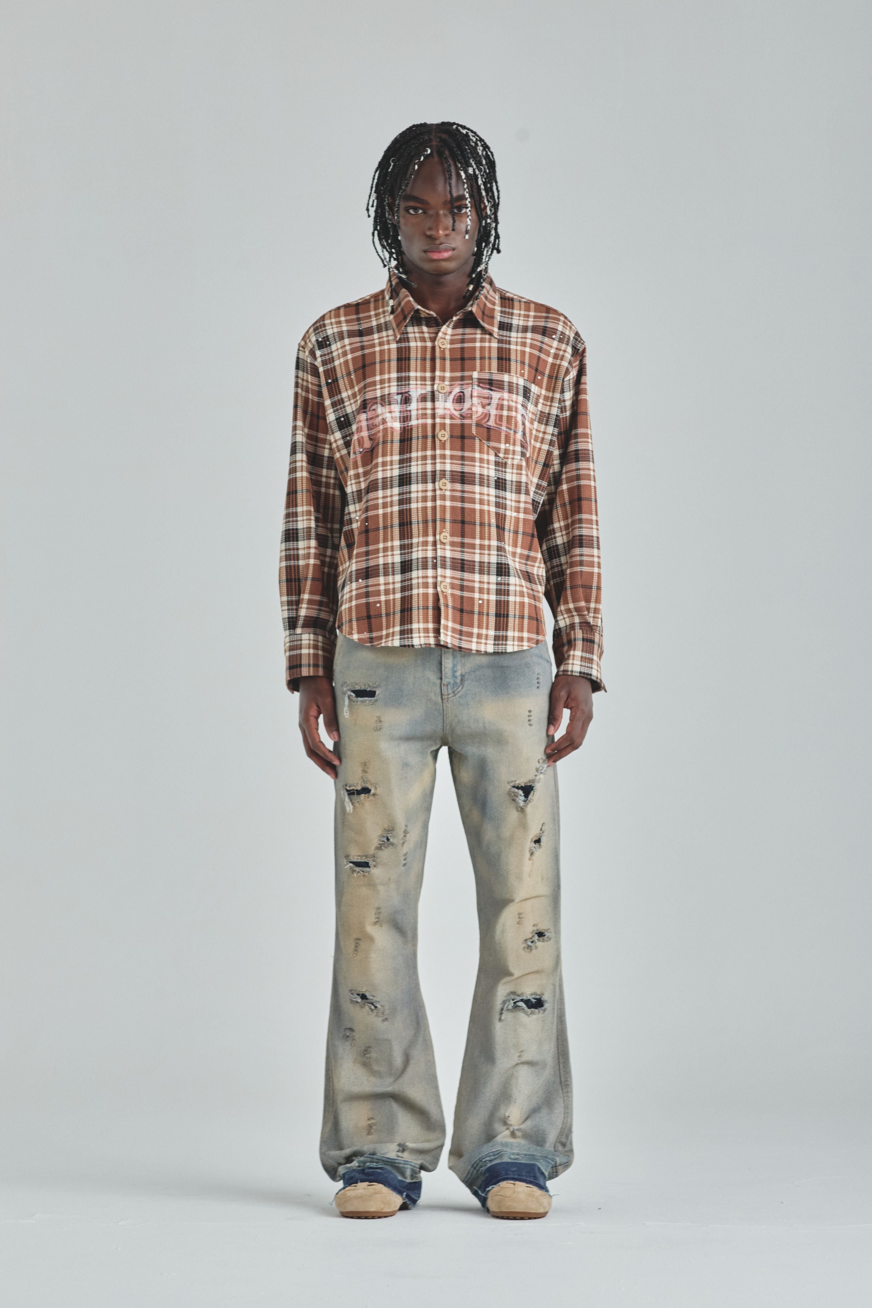 Act 1 Faith Flannel Shirt Plaid Brown