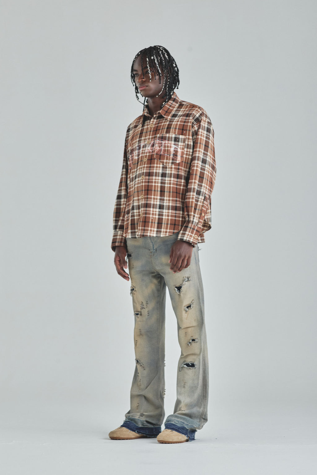 Act 1 Faith Flannel Shirt Plaid Brown