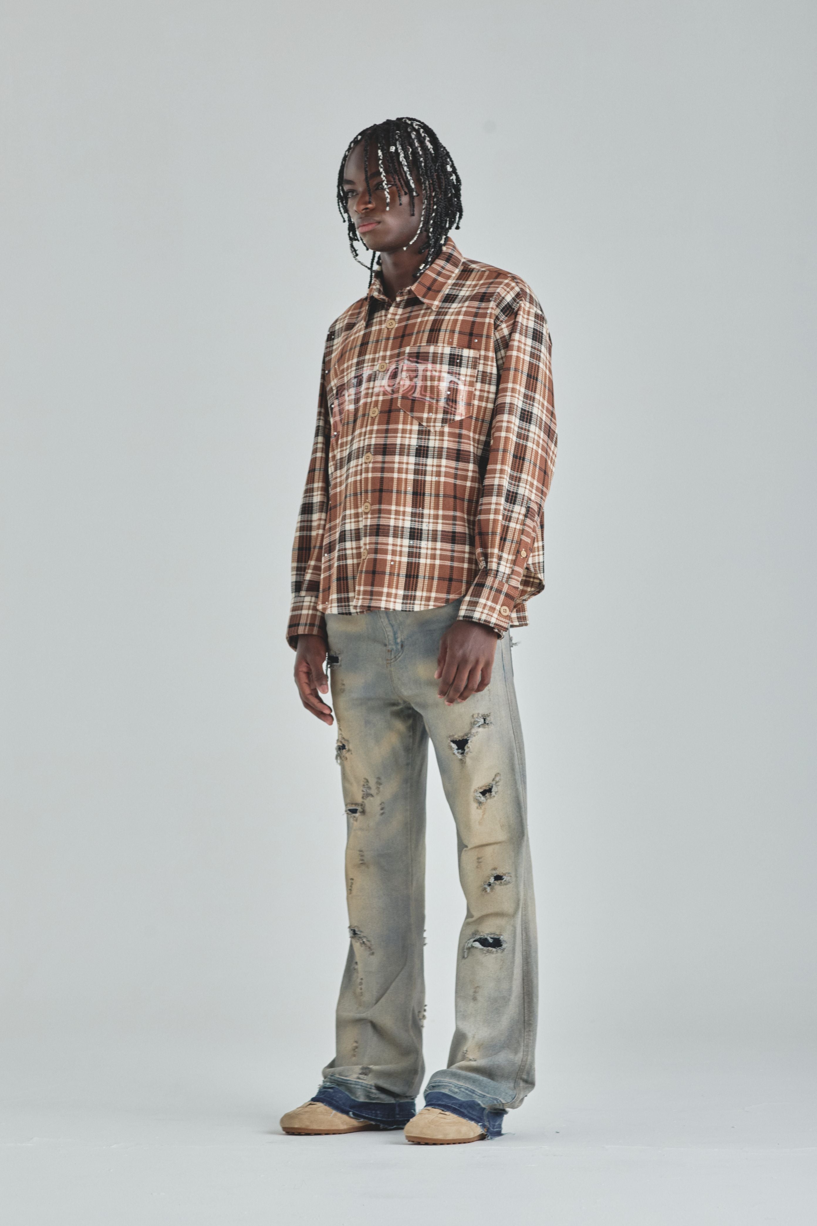 Act 1 Faith Flannel Shirt Plaid Brown